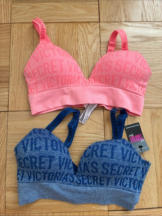 Victoria's Secret Other - Victoria's Secret Logo Seamless Plunge Bra Coral Pink Heather Blue XS